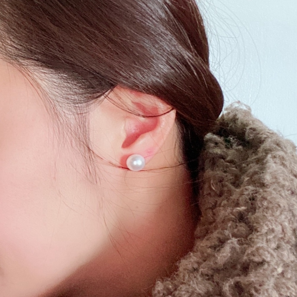 Freshwater White 8-9mm Silver Stud Pearl Earrings Classic